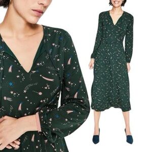 Boden Dark Green Celestial Long Sleeve Dress